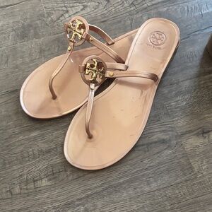 Tory Burch Nude Sandals with Gold Accent